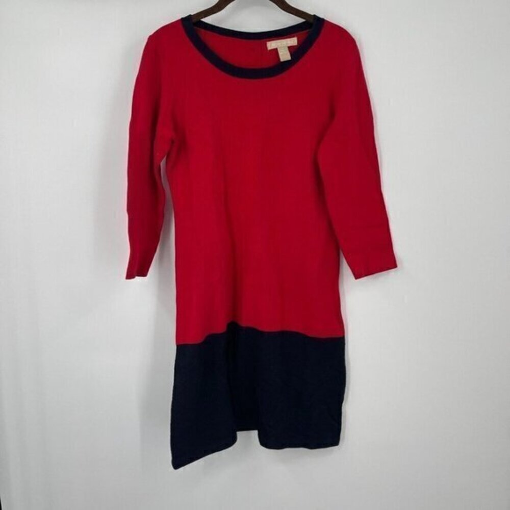 Banana Republic Womens Small Red Blue Casual Knit Sheath Preppy Classic Ladies